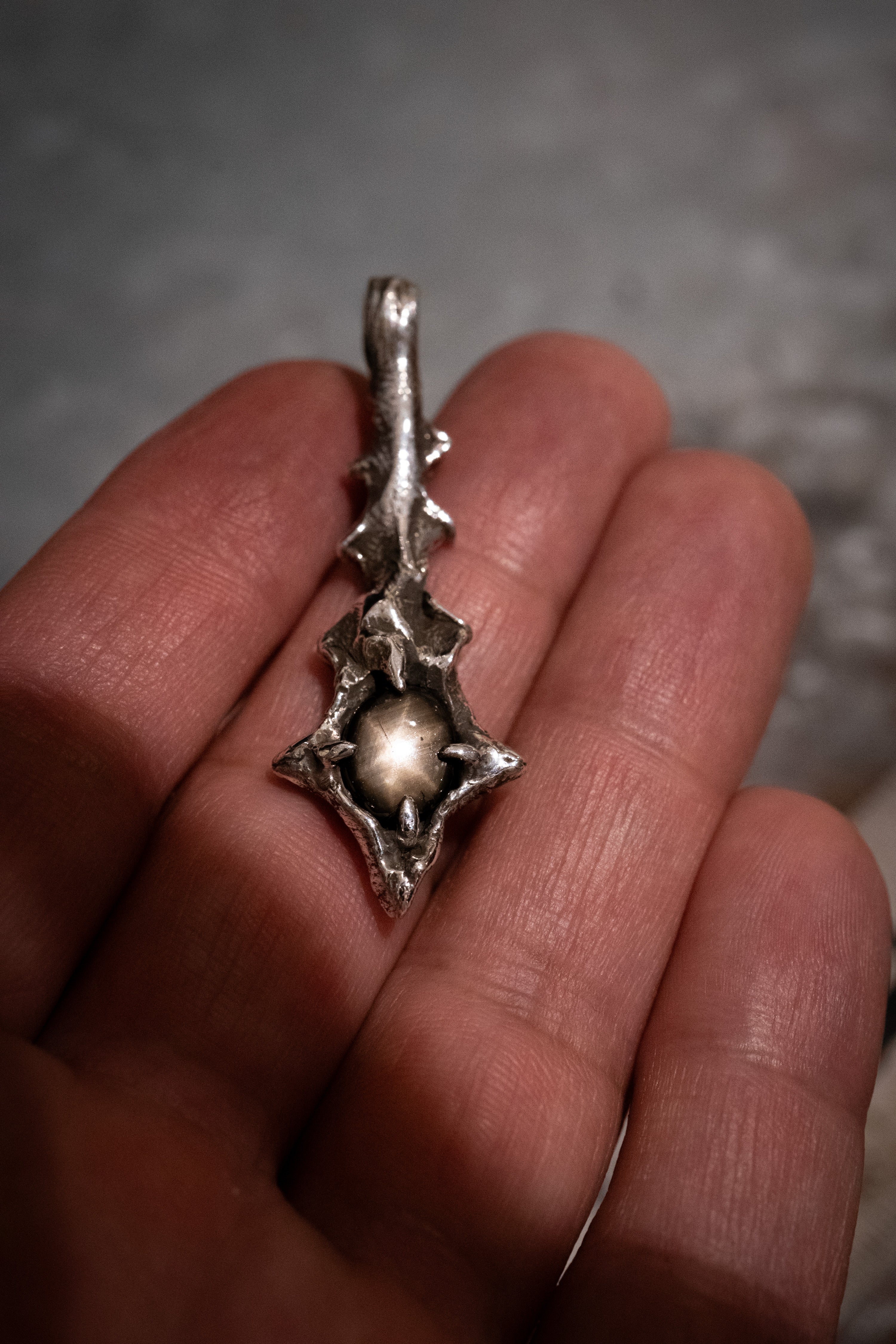 Falling Star (Black Star Sapphire, Sterling Silver or Gold Pendant)