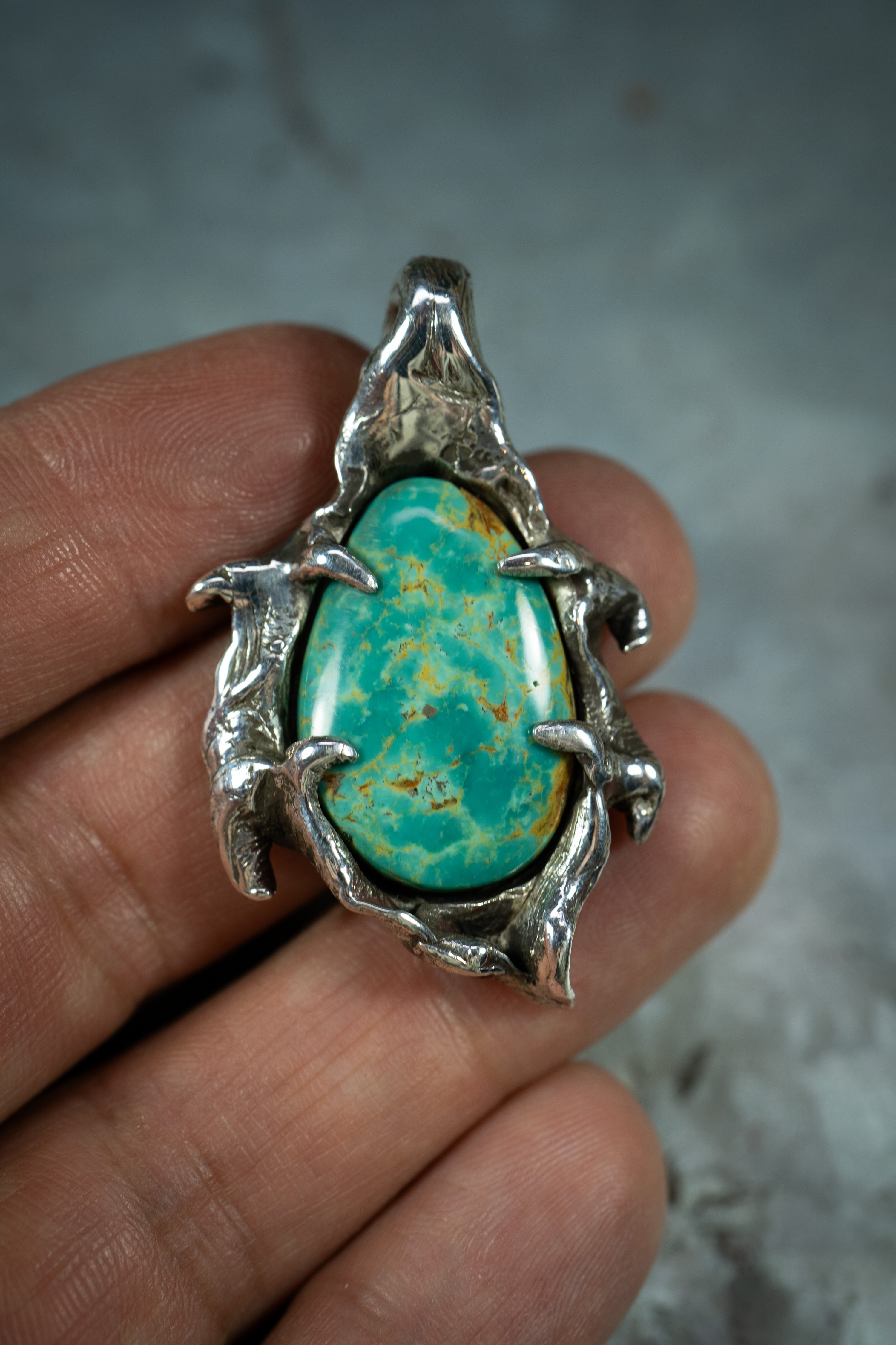 Flight (Tyrone Turquoise, Sterling Silver Pendant)