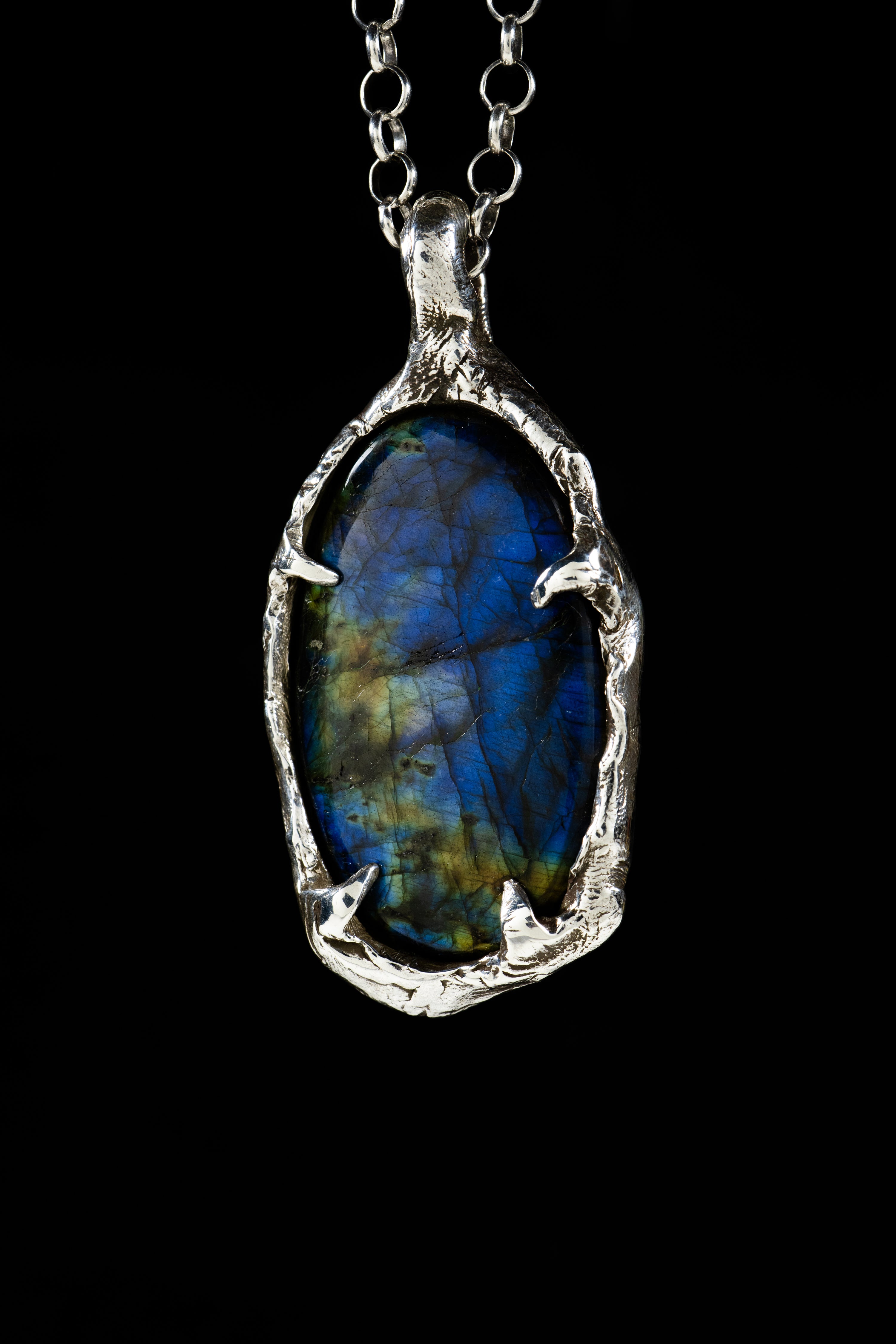 Sea at Night (Labradorite, Sterling Silver Pendant)