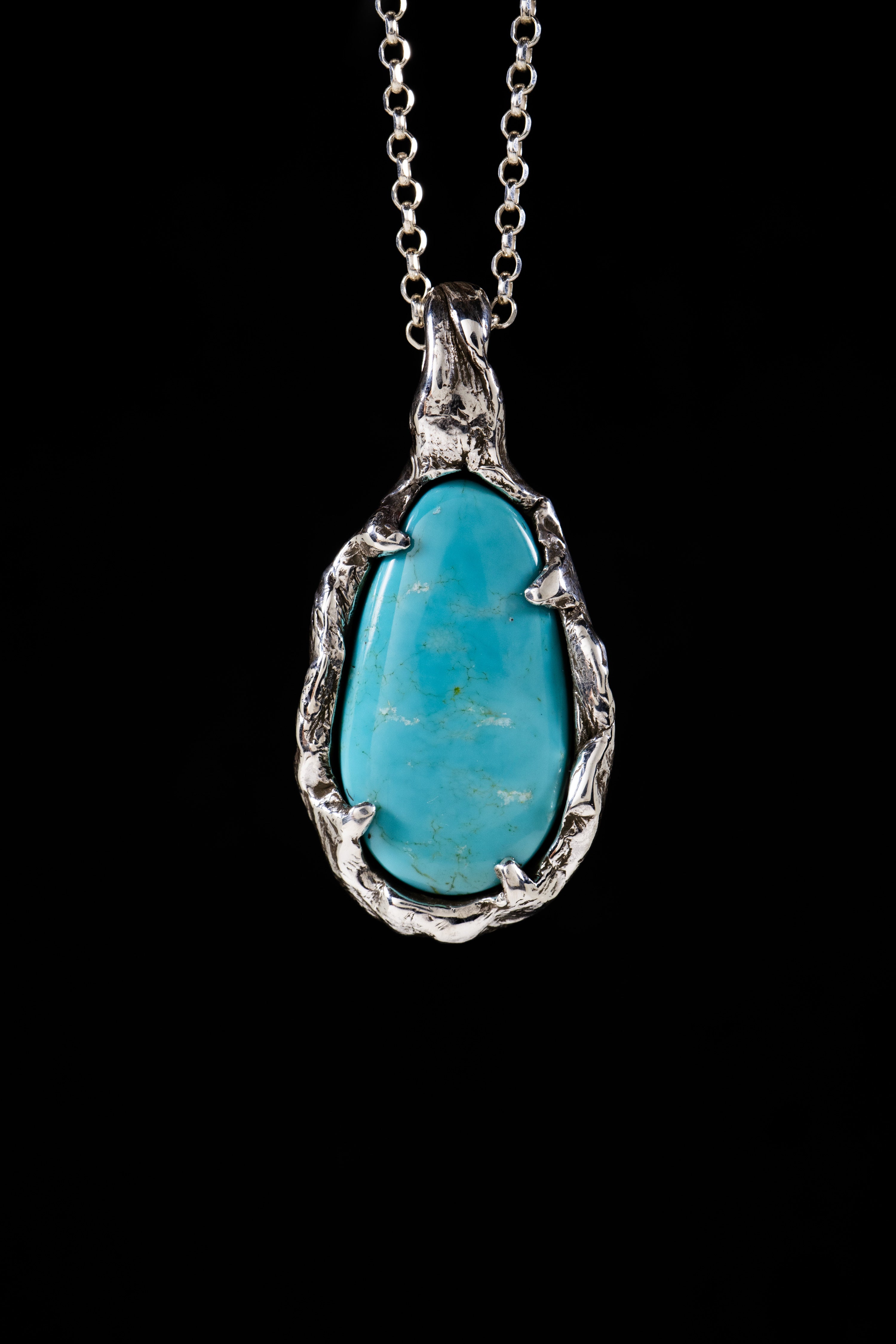 Lake (Manassa Turquoise, Sterling Silver Pendant)