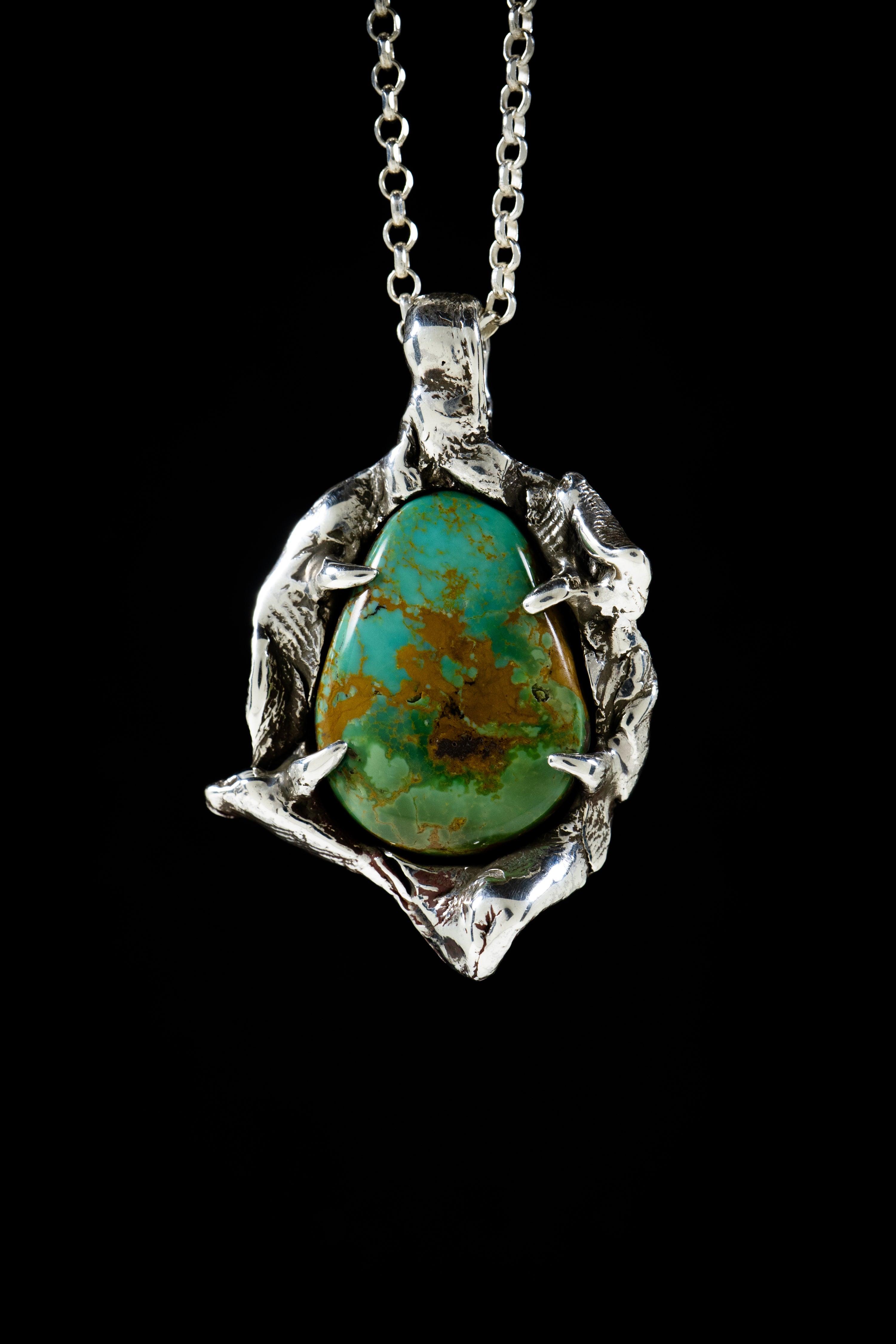 Open Lands (Manassa Turquoise, Sterling Silver Pendant)