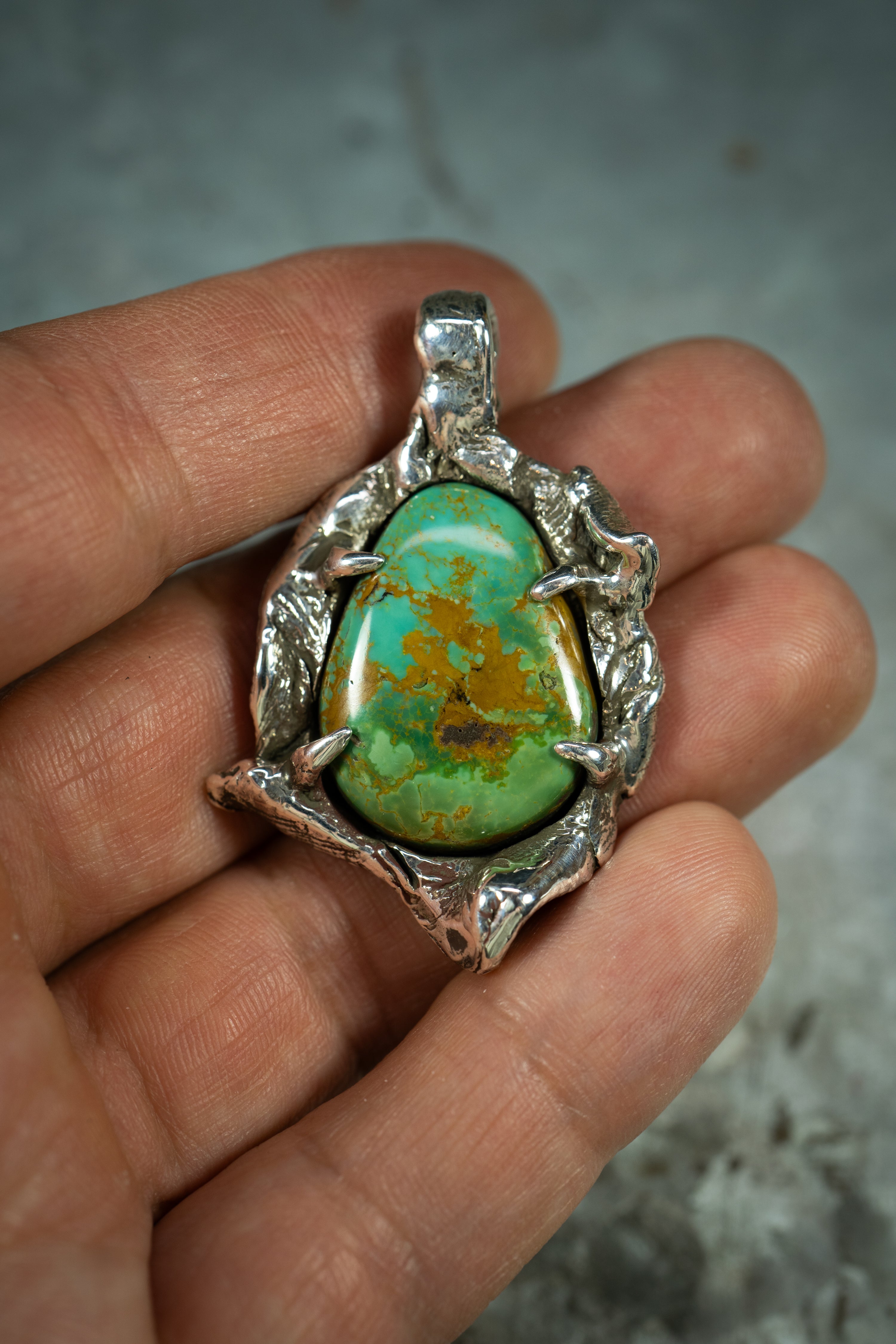 Open Lands (Manassa Turquoise, Sterling Silver Pendant)