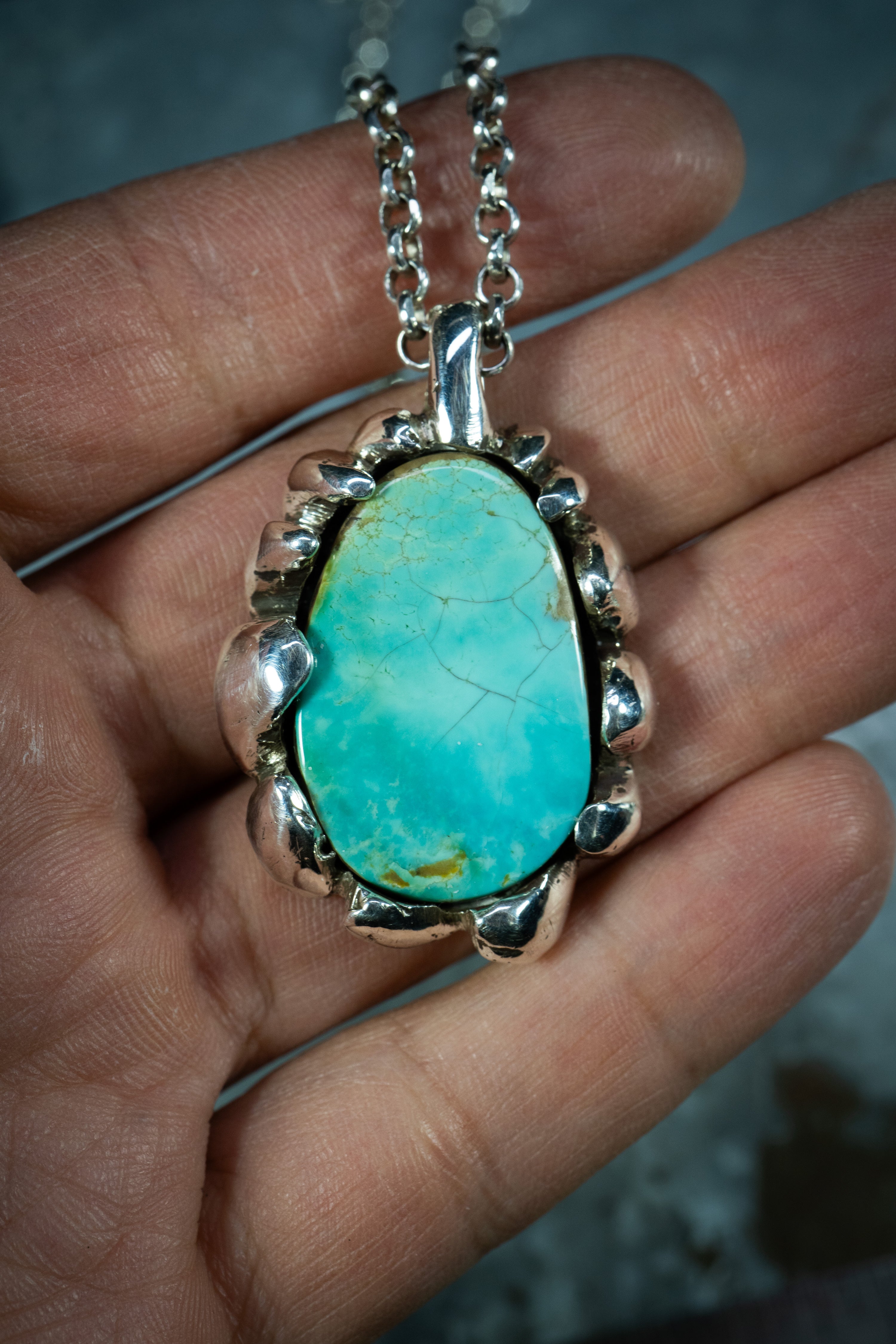 River Valley (Manassa Turquoise, Sterling Silver Pendant)